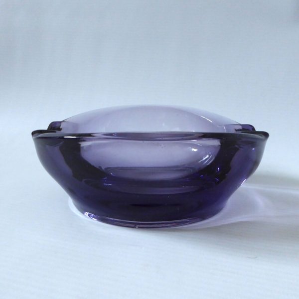 Mid century Czech František Zemek Rudolfova Hut, art glass purple ashtray bowl - Image 3