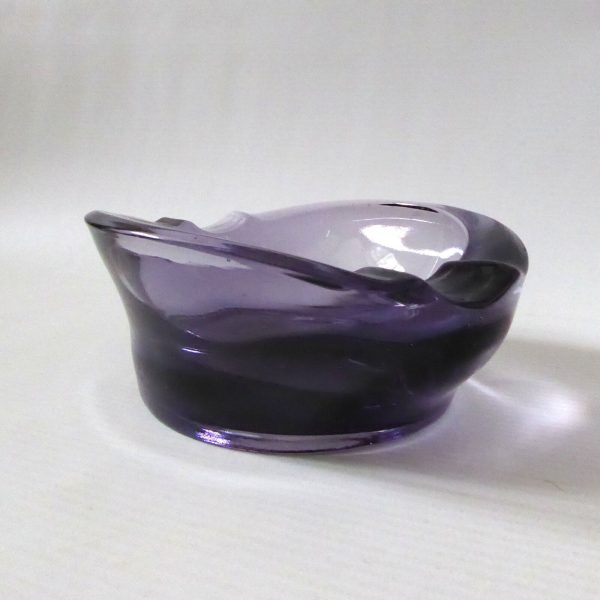 Mid century Czech František Zemek Rudolfova Hut, art glass purple ashtray bowl - Image 5