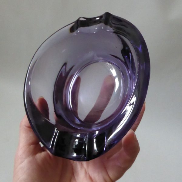 Mid century Czech František Zemek Rudolfova Hut, art glass purple ashtray bowl - Image 6