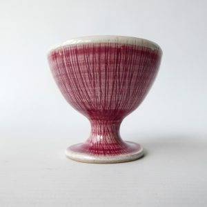 Mid century vintage Rye Pottery small cup vase. Sgraffito pink footed pot Studio