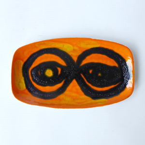 Poole Pottery Loretta Leigh 1970 vintage retro orange plate dish oval 361, eyes