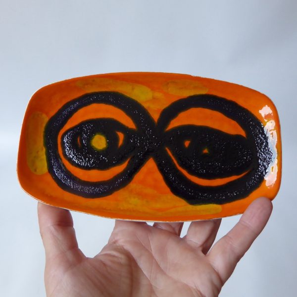 Poole Pottery Loretta Leigh 1970 vintage retro orange plate dish oval 361, eyes - Image 8