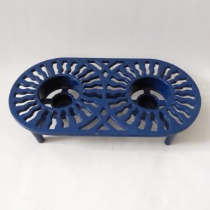 Robert Welch Victor blue cast iron oval double vintage food warmer, tea light