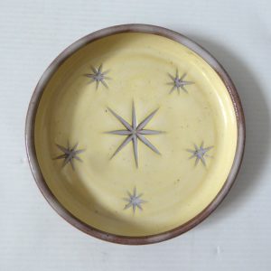 Rye Pottery David Sharp Mid century 1950s vintage pottery STAR pin dish, yellow