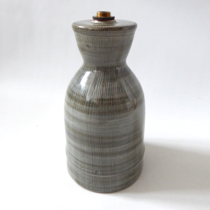 Rye Pottery vintage sgraffito grey table lamp base, 1960s mid century, Sussex