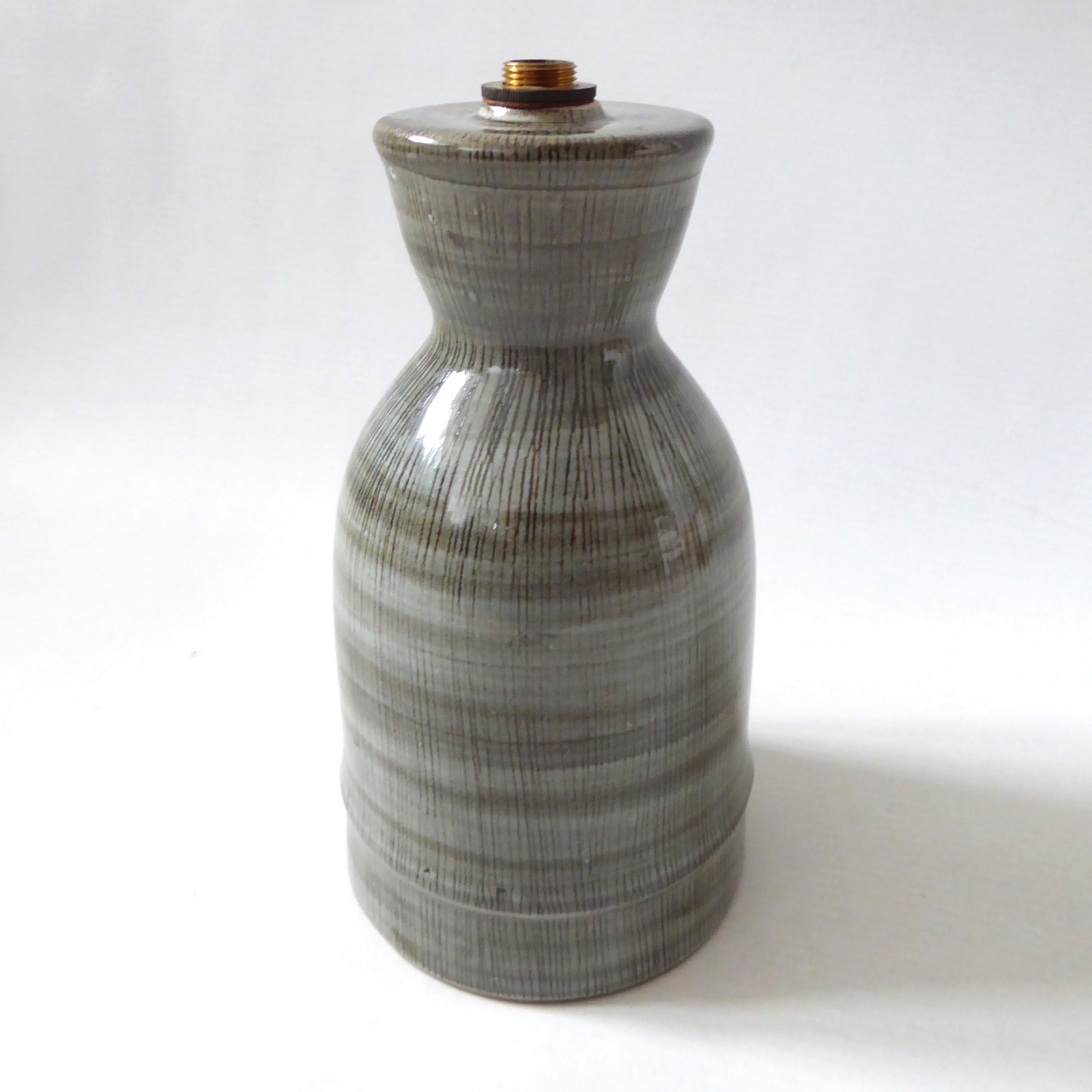 Rye Pottery vintage sgraffito grey table lamp base, 1960s mid century, Sussex