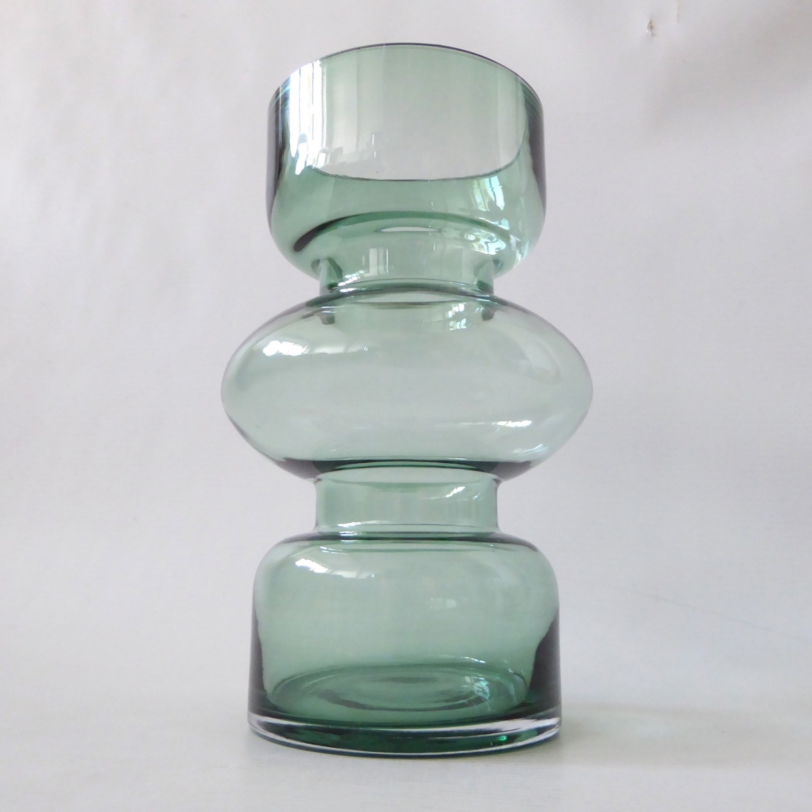 Scandinavian modernist style hooped art glass vase, pale dusky green. H&M Home - Image 3