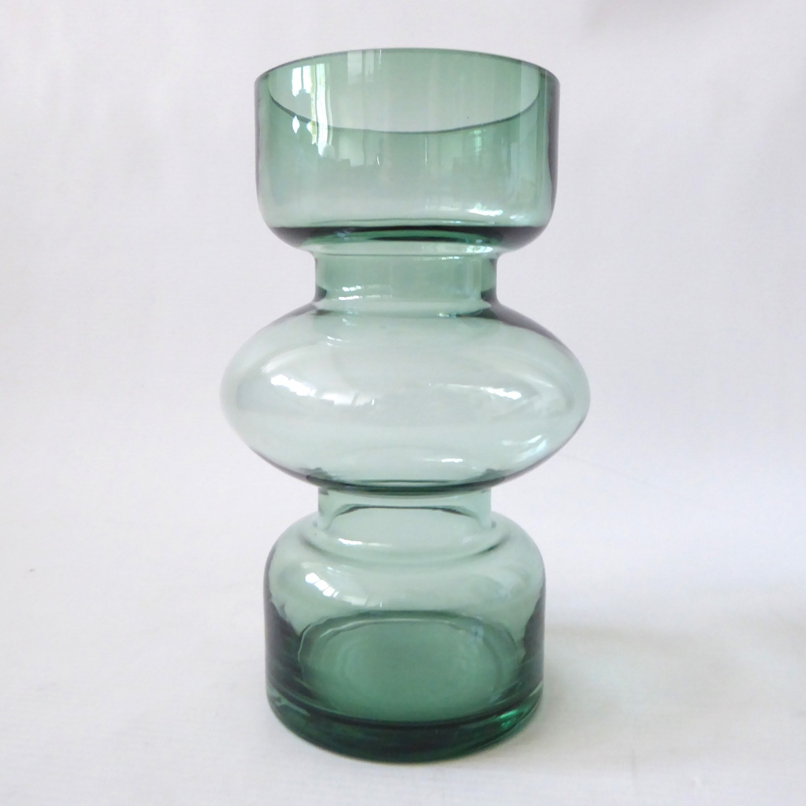 Scandinavian modernist style hooped art glass vase, pale dusky green. H&M Home - Image 4