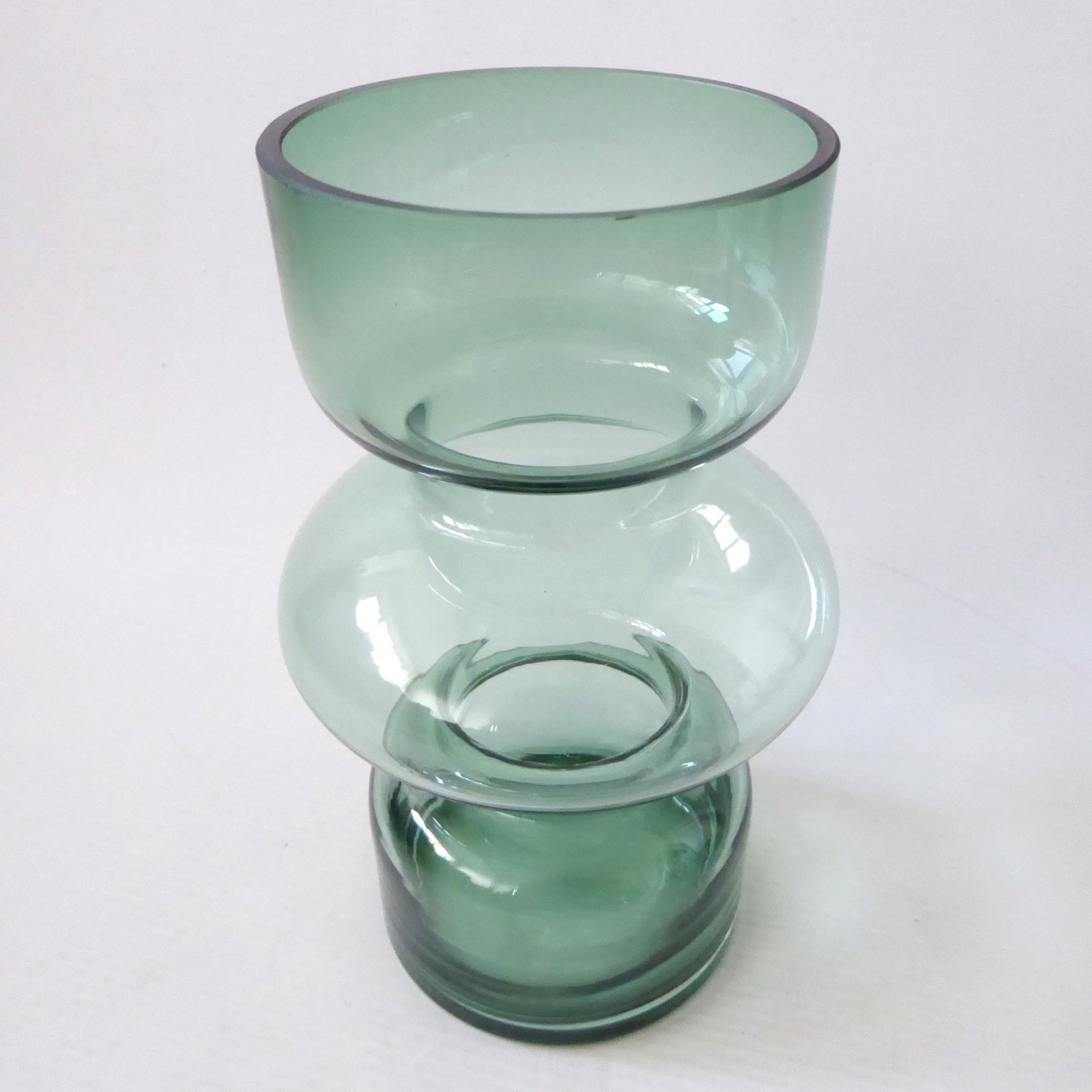 Scandinavian modernist style hooped art glass vase, pale dusky green. H&M Home - Image 6
