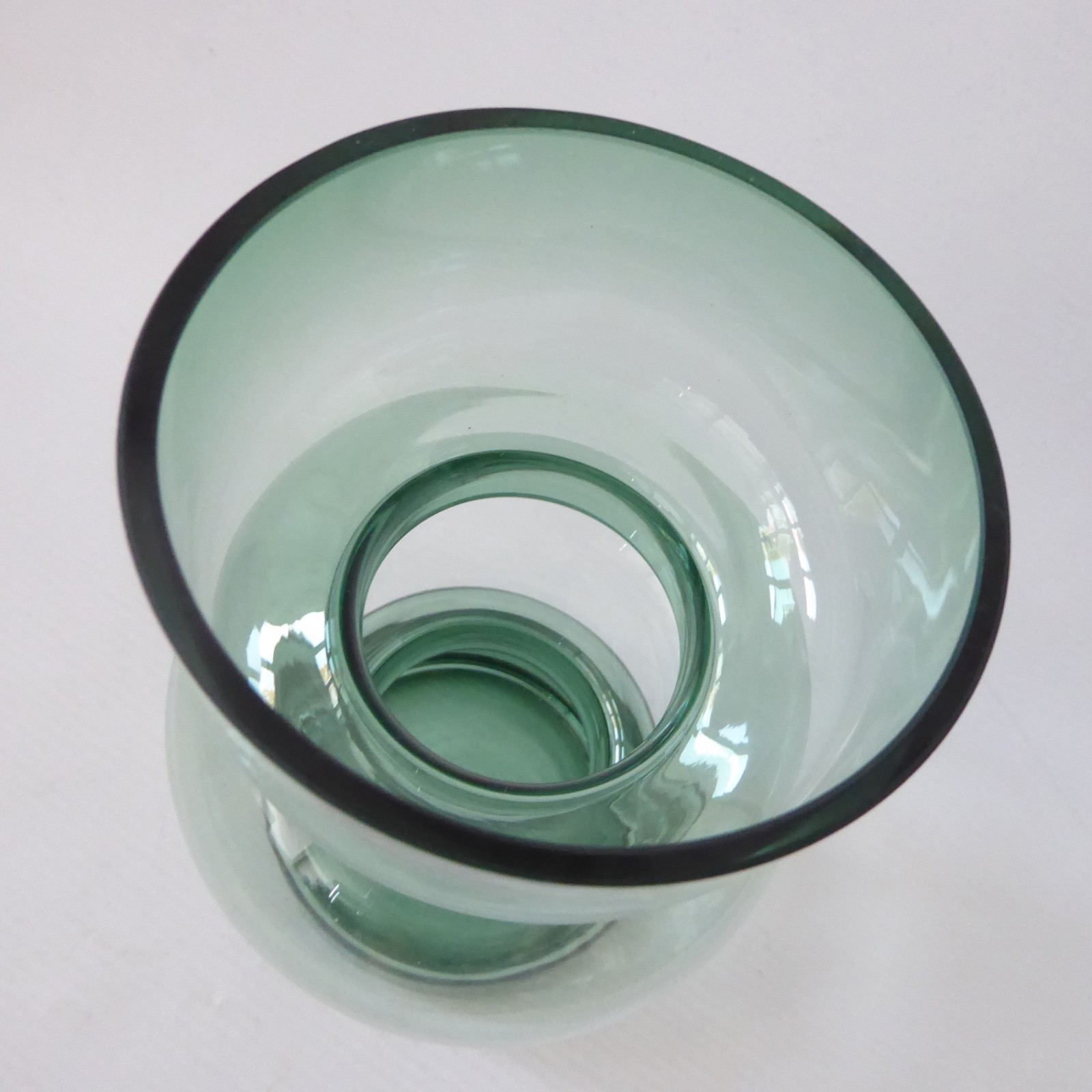 Scandinavian modernist style hooped art glass vase, pale dusky green. H&M Home - Image 7