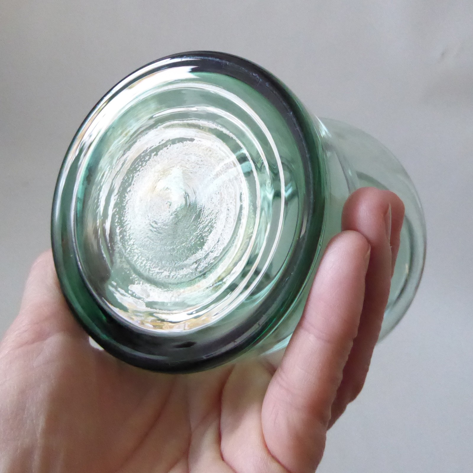 Scandinavian modernist style hooped art glass vase, pale dusky green. H&M Home - Image 8