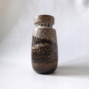Scheurich 242-22 pottery vase, cream & dark brown, Fat Lava era, West German pot