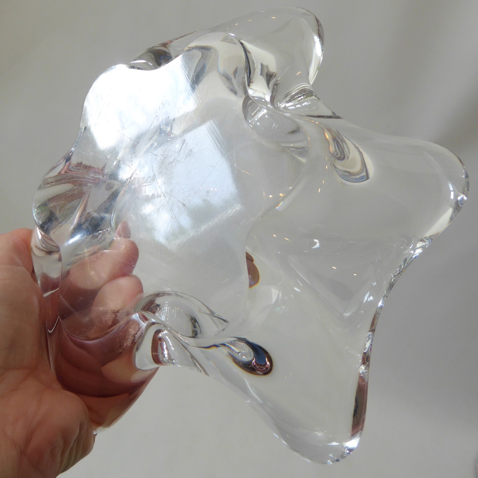 Sevres French crystal art glass splash bowl, vintage 50s/60s mid century MCM - Image 12