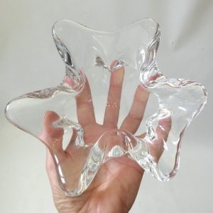 Sevres French crystal art glass splash bowl, vintage 50s/60s mid century MCM