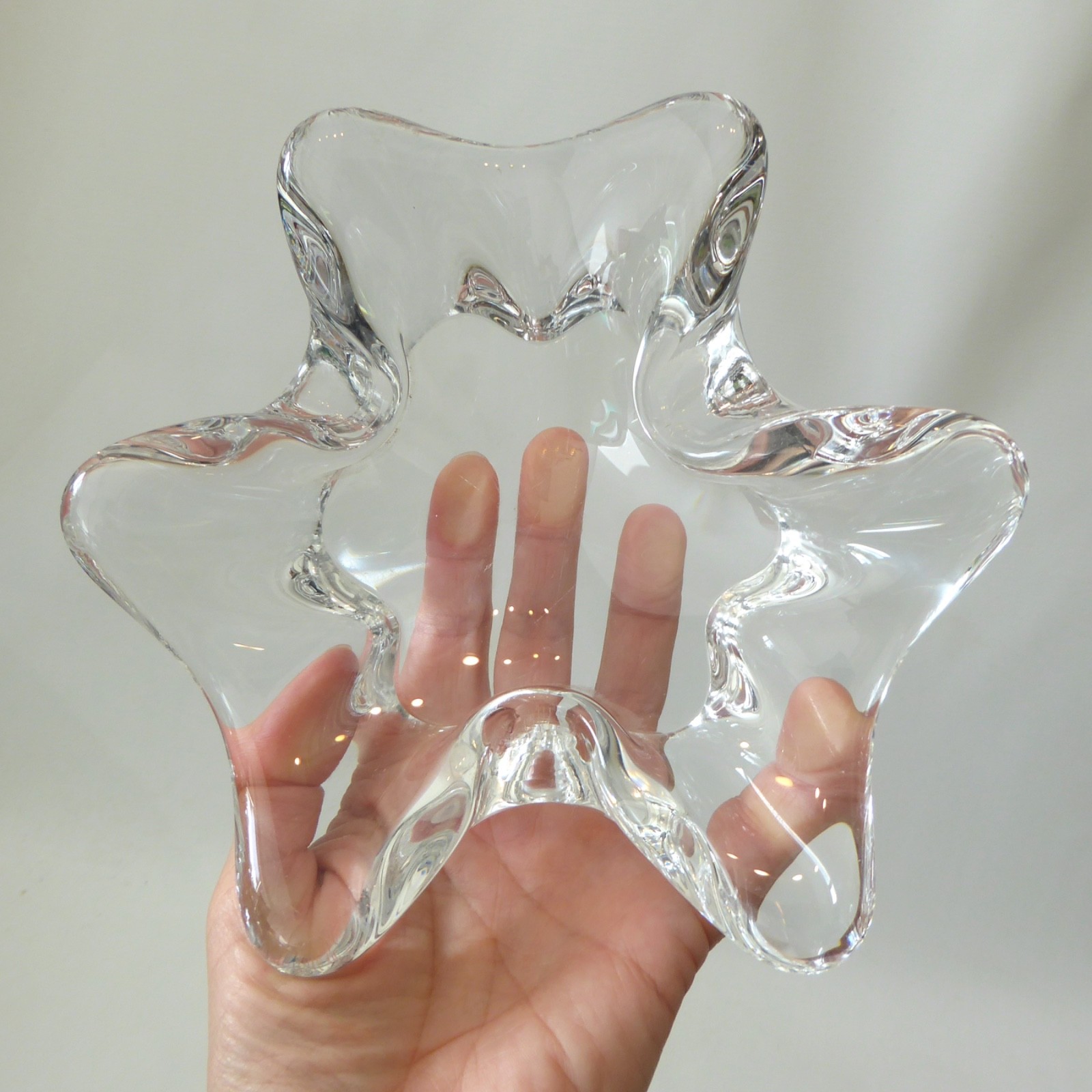 Sevres French crystal art glass splash bowl, vintage 50s/60s mid century MCM - Image 8