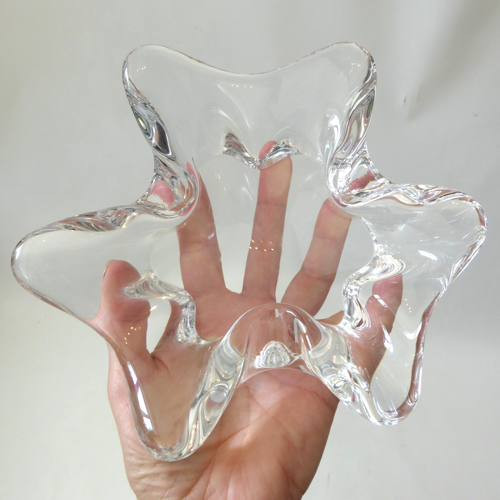 Sevres French crystal art glass splash bowl, vintage 50s/60s mid century MCM