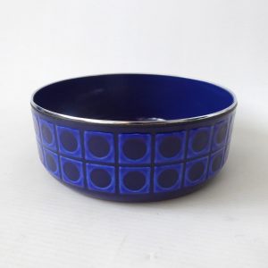 Silit West German blue squares plant pot holder indoor, bowl, dish. Retro 1970s