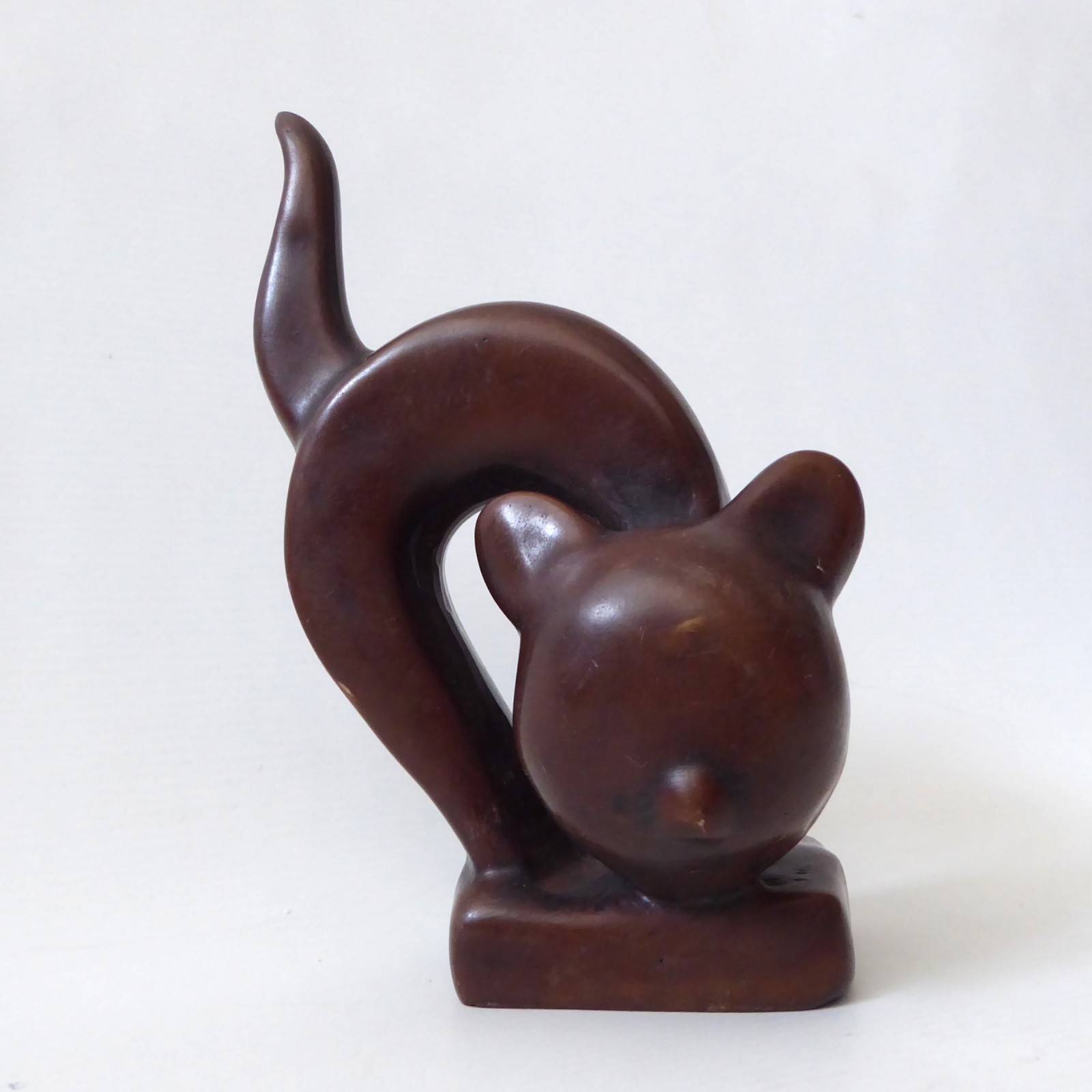 Stylised cat figurine statue, modernist/minimal, brown resin, bronze effect - Image 3