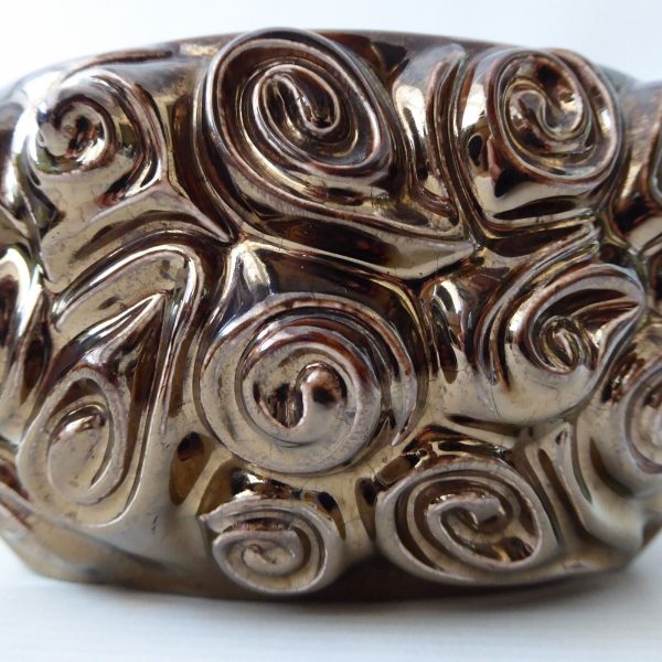 SylvaC Harmony swirl 4310 posy vase planter, brown metallic pottery ceramic 1970 - Image 4