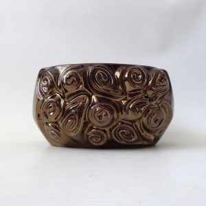 SylvaC Harmony swirl 4310 posy vase planter, brown metallic pottery ceramic 1970