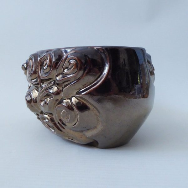 SylvaC Harmony swirl 4310 posy vase planter, brown metallic pottery ceramic 1970 - Image 5