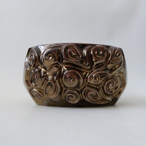 SylvaC Harmony swirl 4310 posy vase planter, brown metallic pottery ceramic 1970 - Image 7