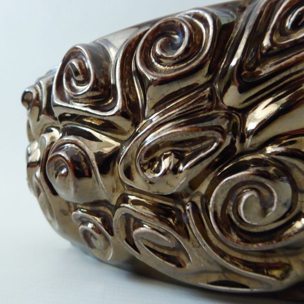 SylvaC Harmony swirl 4310 posy vase planter, brown metallic pottery ceramic 1970 - Image 9