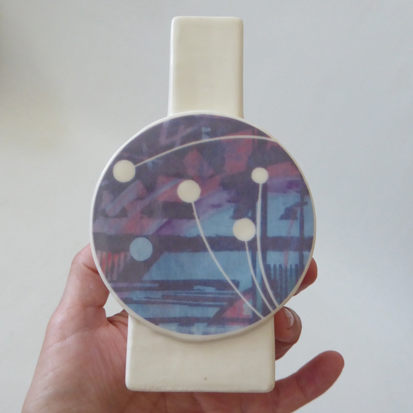 Tim England Isle of Wight porcelain art vase, handmade vintage 80s style pottery - Image 5