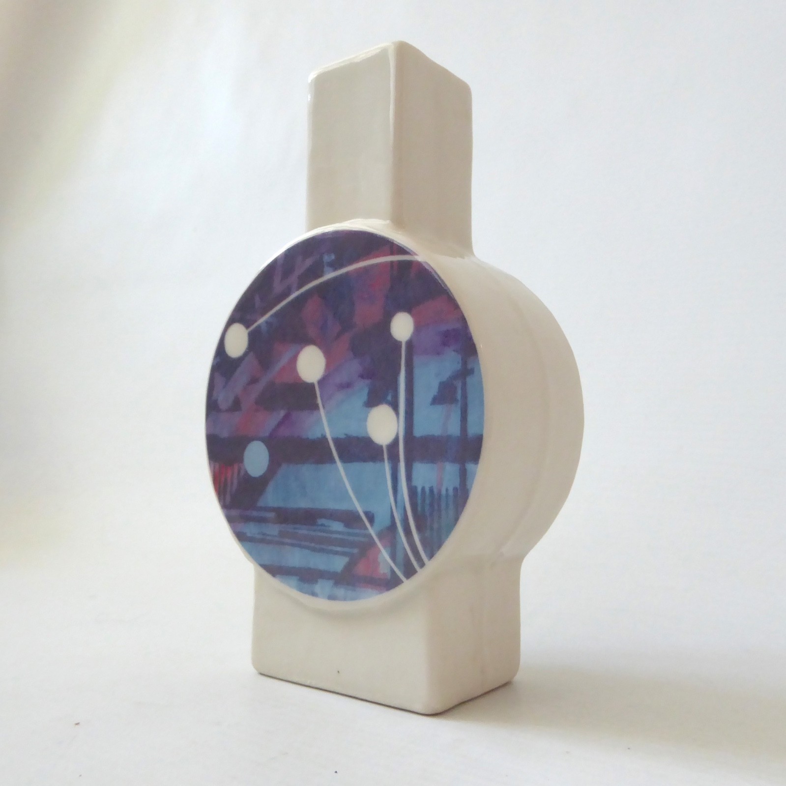 Tim England Isle of Wight porcelain art vase, handmade vintage 80s style pottery