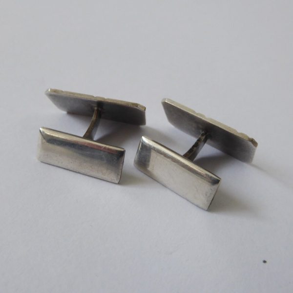 Vintage 1960s/1970s sterling silver 925 cufflinks, machine turned rectangular. - Image 11