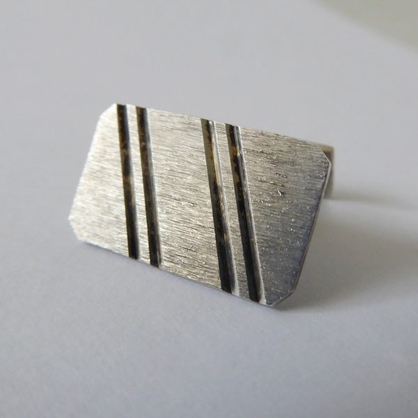 Vintage 1960s/1970s sterling silver 925 cufflinks, machine turned rectangular. - Image 6
