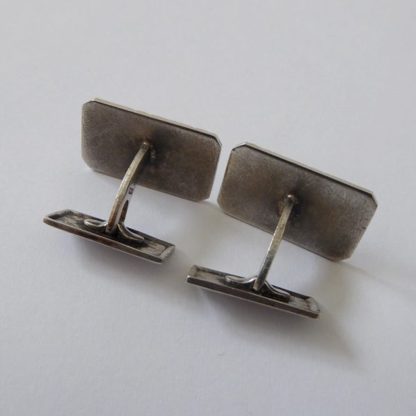 Vintage 1960s/1970s sterling silver 925 cufflinks, machine turned rectangular. - Image 7