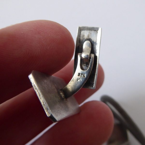 Vintage 1960s/1970s sterling silver 925 cufflinks, machine turned rectangular. - Image 9