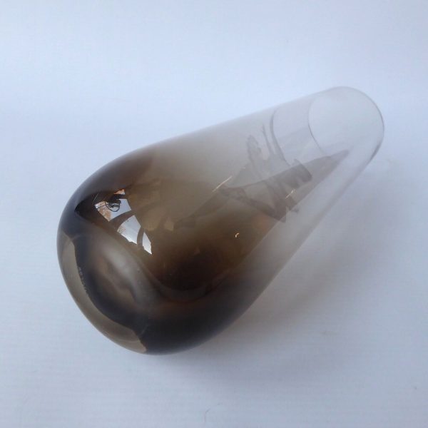 Vintage Caithness large art glass vase, Peat smoke. Ballerina picture, signed 9" - Image 10