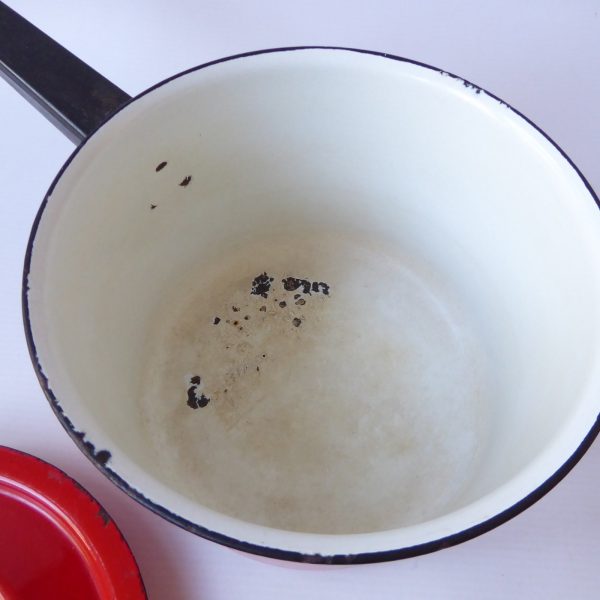 Vintage Finel Finland red enamel saucepan, Arabia Seppo Mallat 1970s retro pan - Image 12