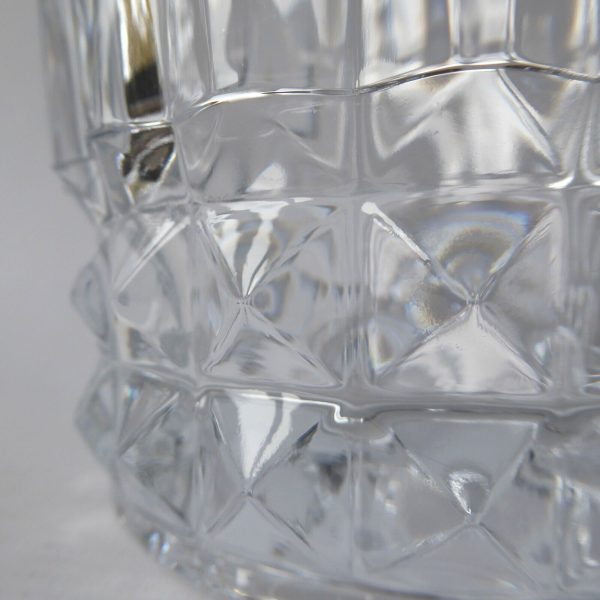 Vintage French Crystal D'Arques moulded glass ice bucket cooler. Clear & chrome - Image 6