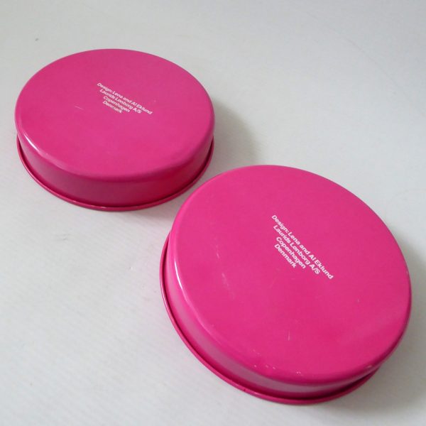 Vintage Retro pink Laurids Lonborg Al & Lena Eklund flower tin 5" trays, DENMARK - Image 13