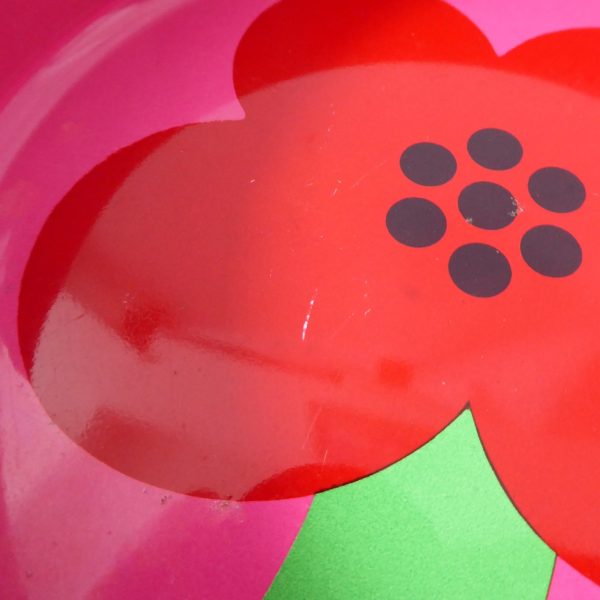 Vintage Retro pink Laurids Lonborg Al & Lena Eklund flower tin 5" trays, DENMARK - Image 10