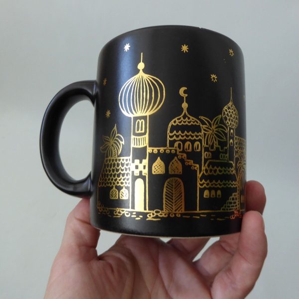 Vintage Waechtersbach black & gold mug. West German Arabian City Palaces ceramic - Image 11