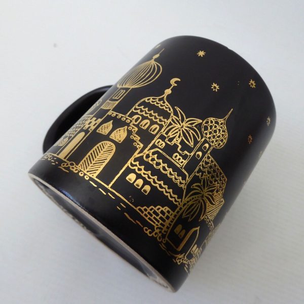 Vintage Waechtersbach black & gold mug. West German Arabian City Palaces ceramic - Image 12