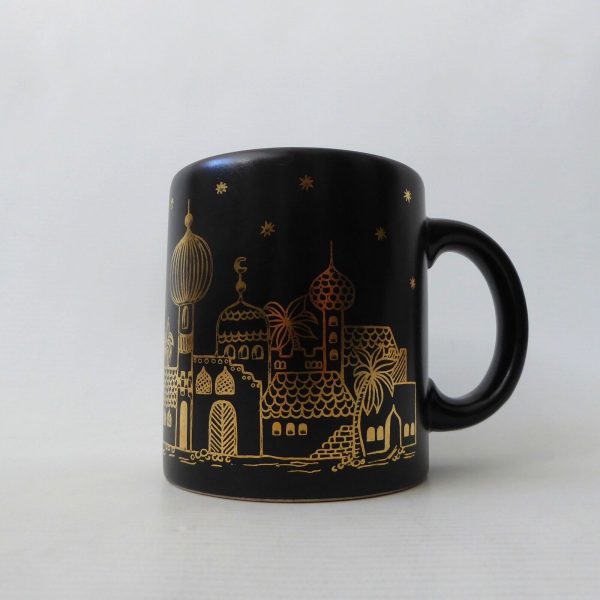 Vintage Waechtersbach black & gold mug. West German Arabian City Palaces ceramic - Image 3