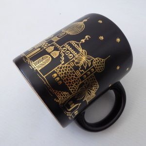 Vintage Waechtersbach black & gold mug. West German Arabian City Palaces ceramic