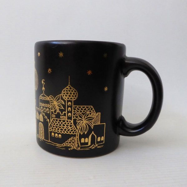 Vintage Waechtersbach black & gold mug. West German Arabian City Palaces ceramic - Image 5