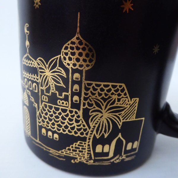 Vintage Waechtersbach black & gold mug. West German Arabian City Palaces ceramic - Image 6