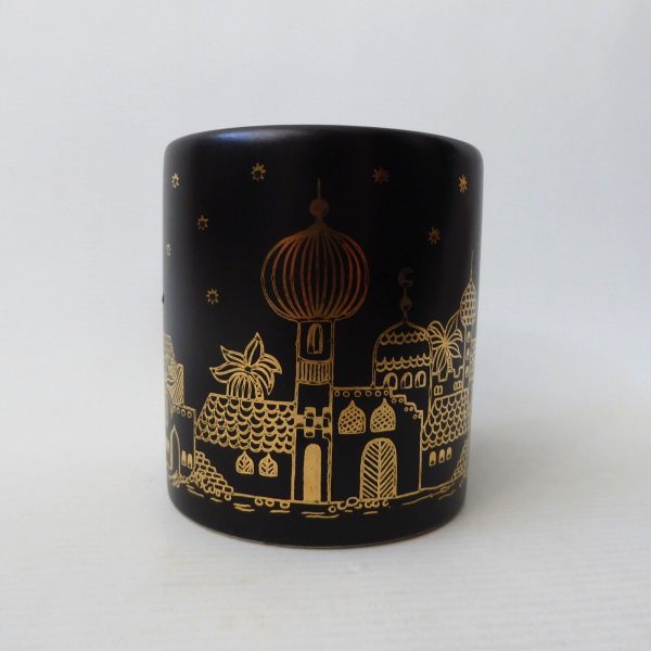 Vintage Waechtersbach black & gold mug. West German Arabian City Palaces ceramic - Image 7