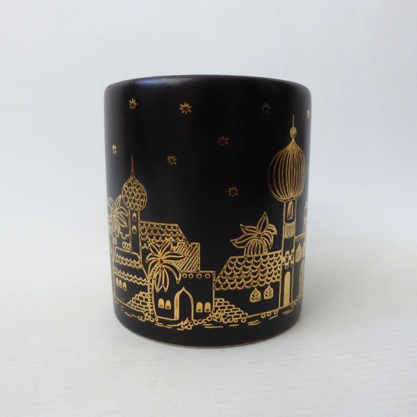 Vintage Waechtersbach black & gold mug. West German Arabian City Palaces ceramic - Image 8