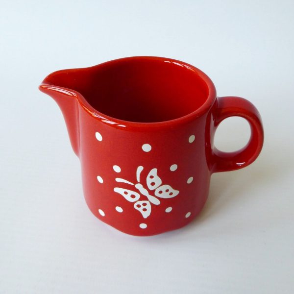 Vintage Waechtersbach red butterfly spots MILK JUG West German pottery, creamer - Image 3