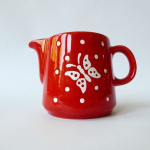 Vintage Waechtersbach red butterfly spots MILK JUG West German pottery, creamer