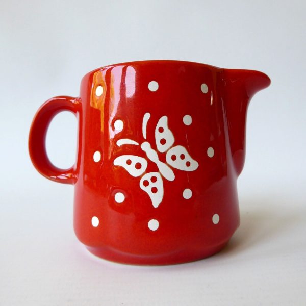 Vintage Waechtersbach red butterfly spots MILK JUG West German pottery, creamer - Image 5