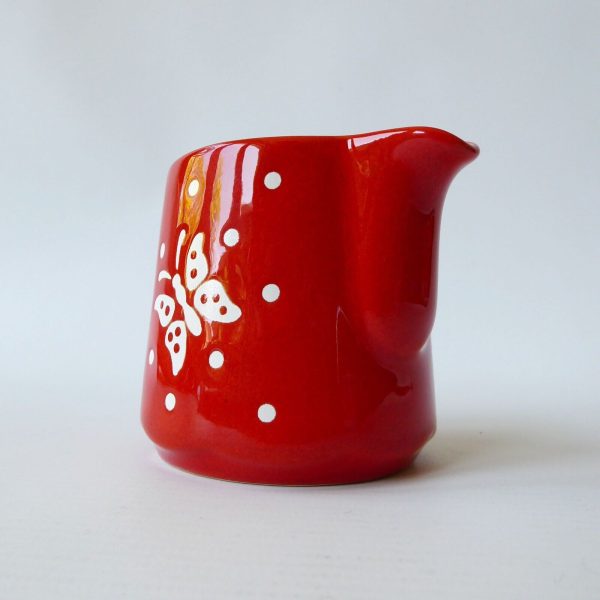 Vintage Waechtersbach red butterfly spots MILK JUG West German pottery, creamer - Image 6